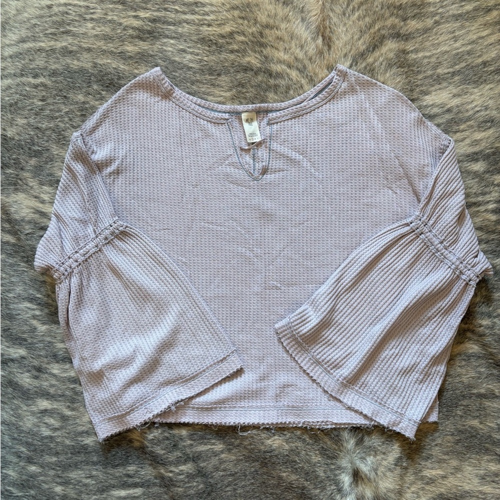 Free People bell sleeve waffle top